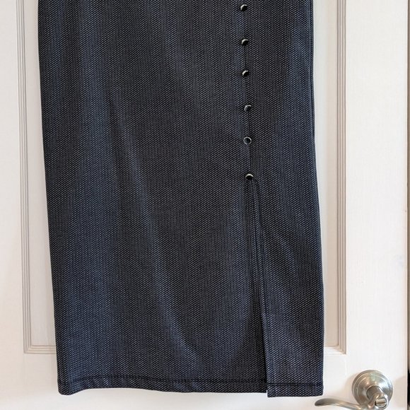 Herringbone Knit Maxi Skirt with Decorative Buttons and Front Side Slit - Picture 6 of 7